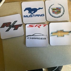 Muscle car soft rubber drink coasters